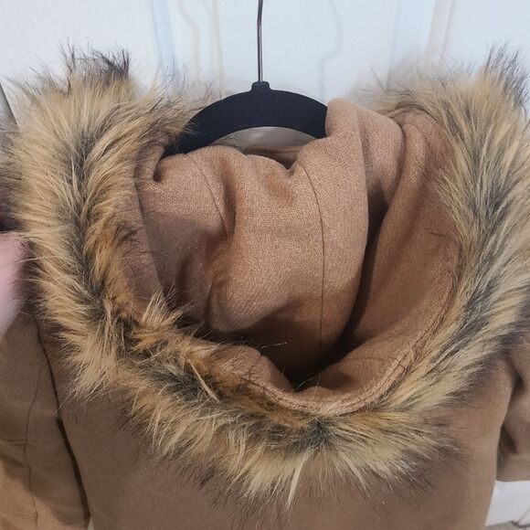 J Crew Stadium Cloth Nello Gori Wool Coat Jacket Fur Hood Size 6 Outerwear - Picture 13 of 14